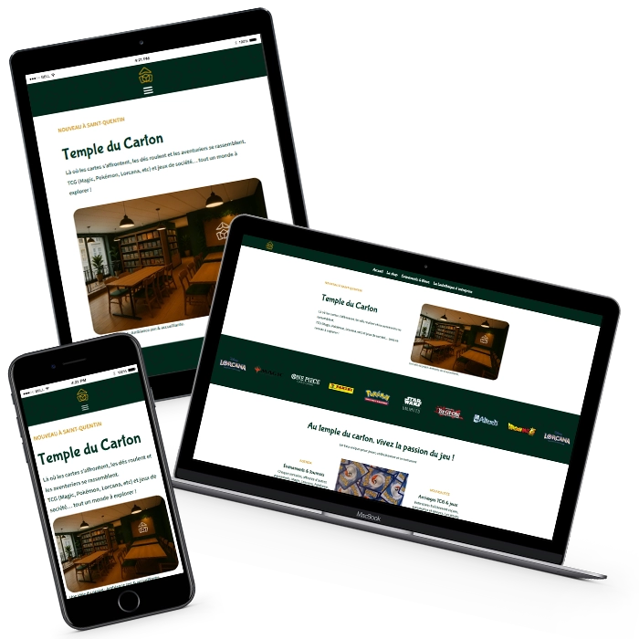 Site internet Temple du Carton bar à jeux et cartes